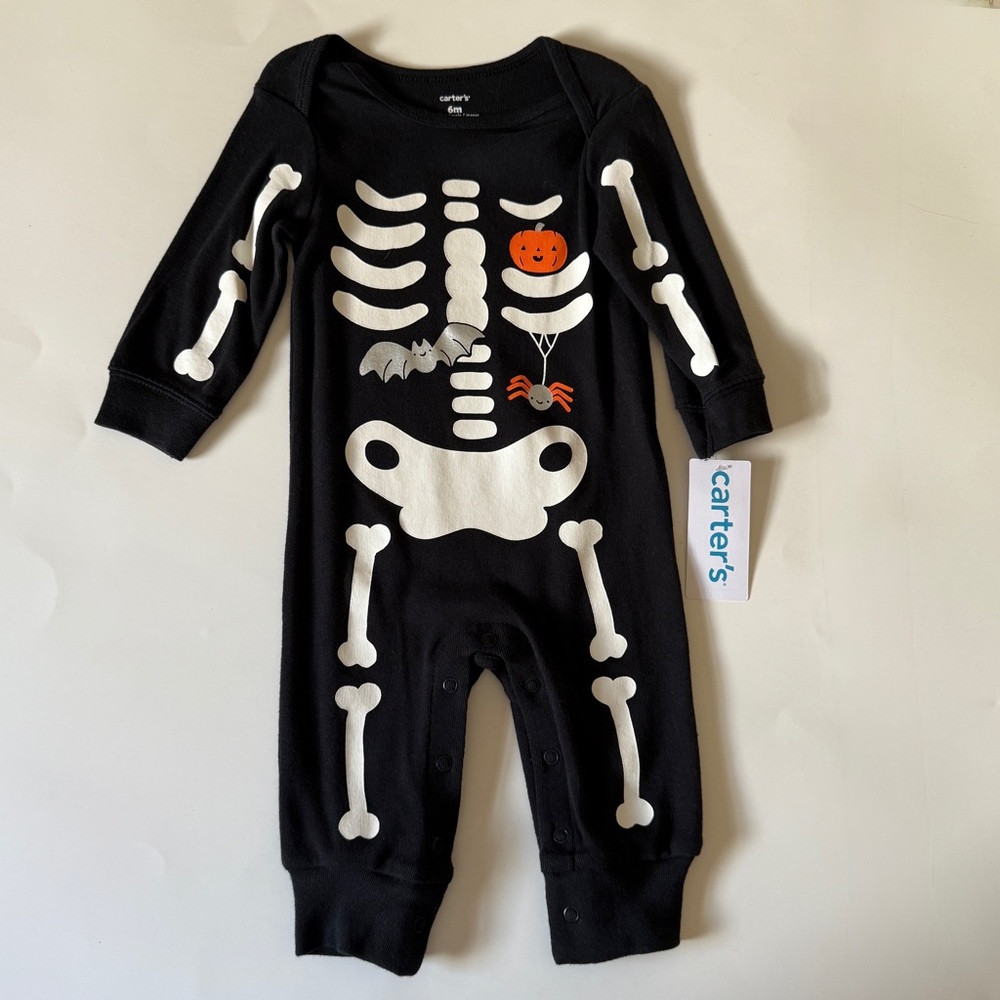 Carter's Baby Jumpsuit Skeleton Black Size 6 Months Snap-on Sleep & Play NWT